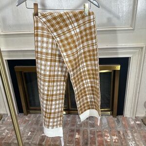 Timberland Plaid Knit Scarf OS Brown White Checkered Logo Patch‎ NWT